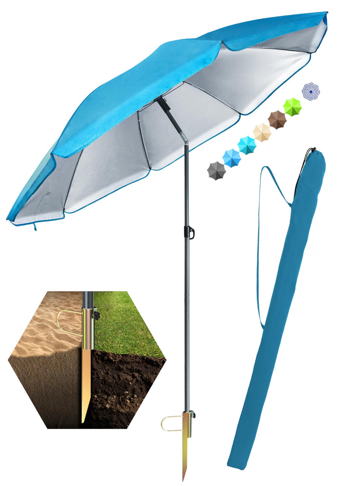 4smile SunnyJoy Sonnenschirm Strand 180 cm, 3er Set - Strandschirm windfest stabil in Himmelblau, in