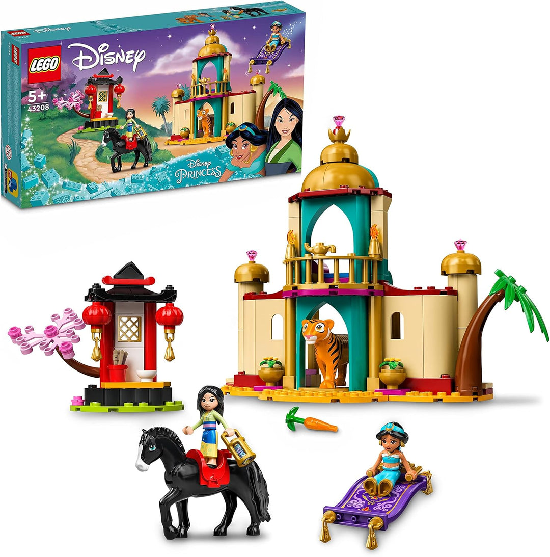 LEGO 43208 Disney Jasmins und Mulans Abenteuer, Prinzessinnen-Spielzeug zum Bauen mit Mini-Puppen, P