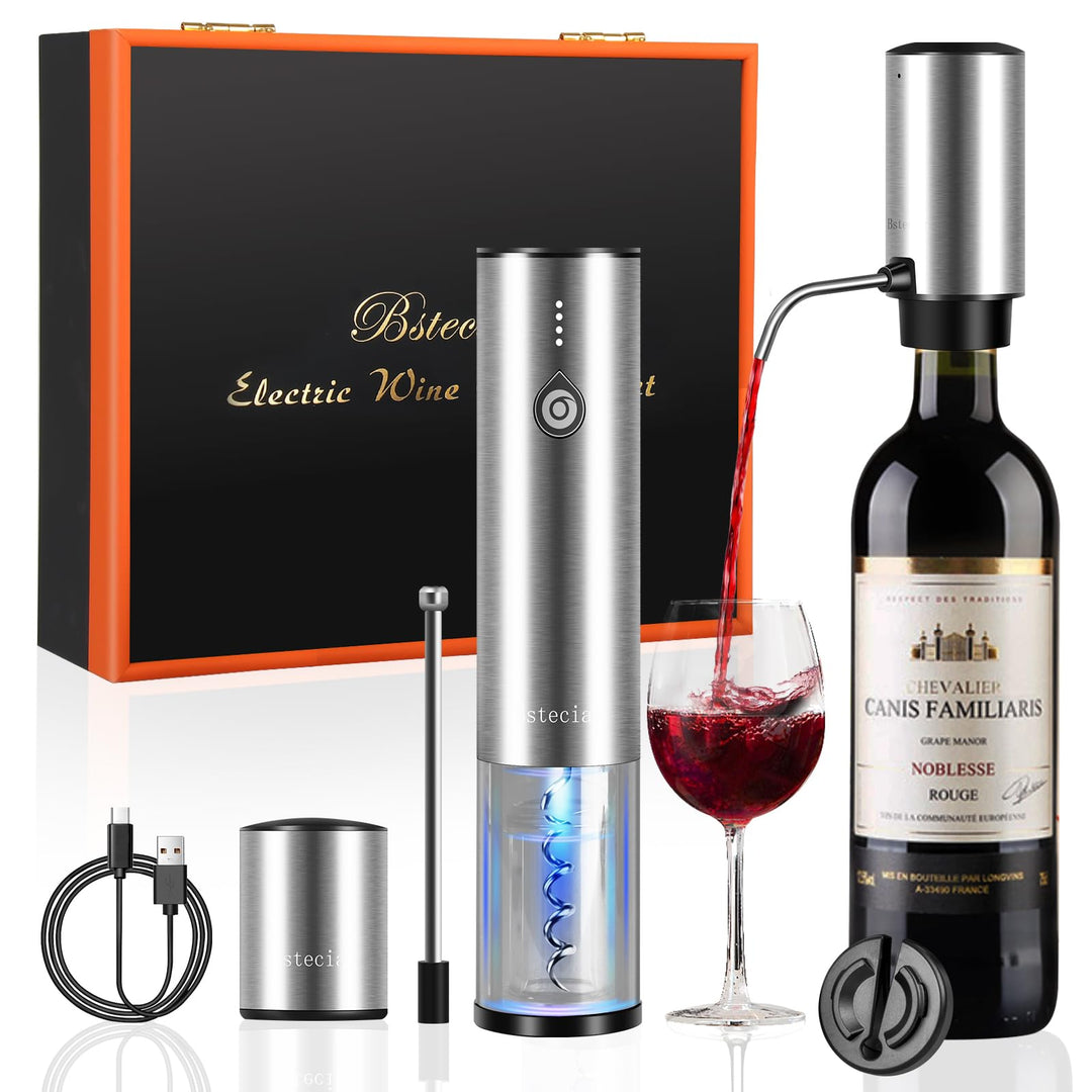 Elektrischer Weinöffner, Geschenk-Set mit Holzkoffer, automatisches elektrisches Weinflaschenöffner-