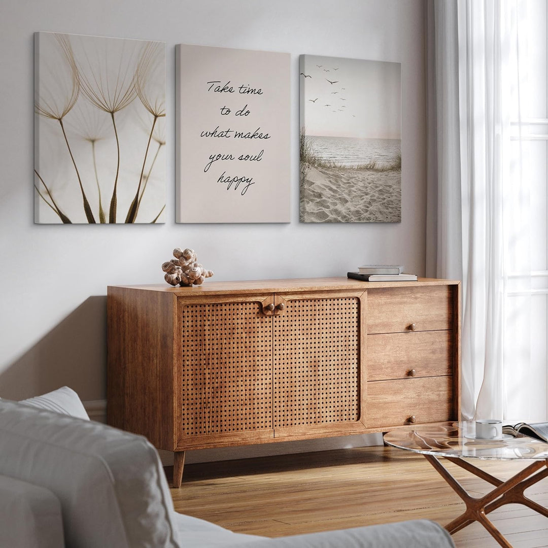 Muralo - Wandbilder Set - Leinwand Bilder Set Aufhängefertig in Boho Stil - das Leinwandbilder Set -