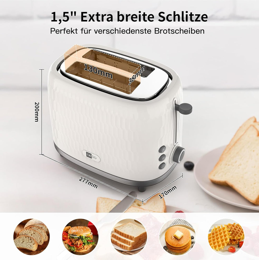 aeco toastlab ONE Toaster 2 Scheiben, 38 mm extra breite Schlitze, 7 Bräunungsstufen, 950 W, Auftau-