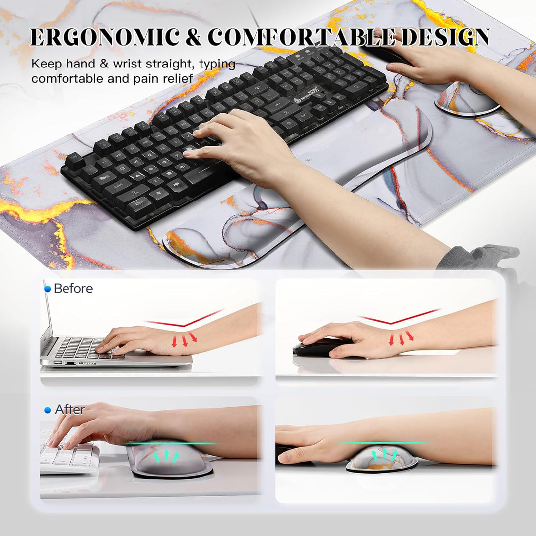 Gimars 3-in-1 XXL Gaming Mauspad mit Gelkissen, Ergonomisches Handballenauflage Tastatur, 800 x 305