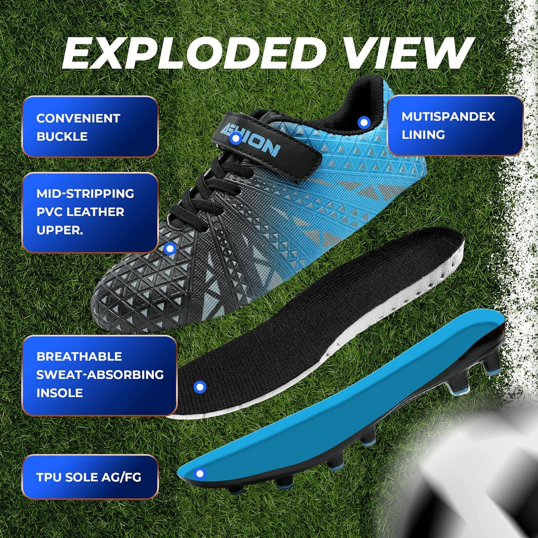 ASHION Fussballschuh Kinder Fussballschuhe Footballschuhe Outdoor Athletic Soccer Schuhe 28 EU B Bla
