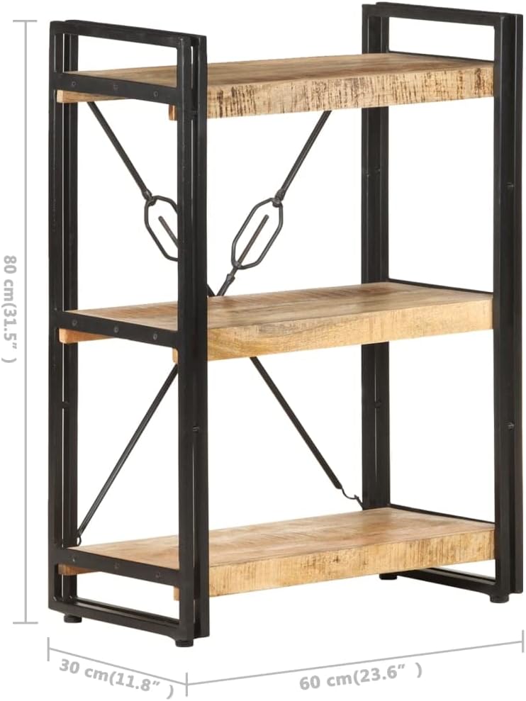 vidaXL Mangoholz Massiv Bücherregal 3 Fächer Industriestil Standregal Büroregal Wandregal Lagerregal