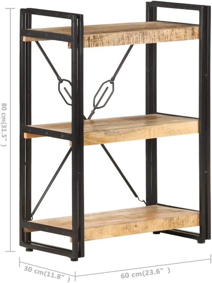 vidaXL Mangoholz Massiv Bücherregal 3 Fächer Industriestil Standregal Büroregal Wandregal Lagerregal