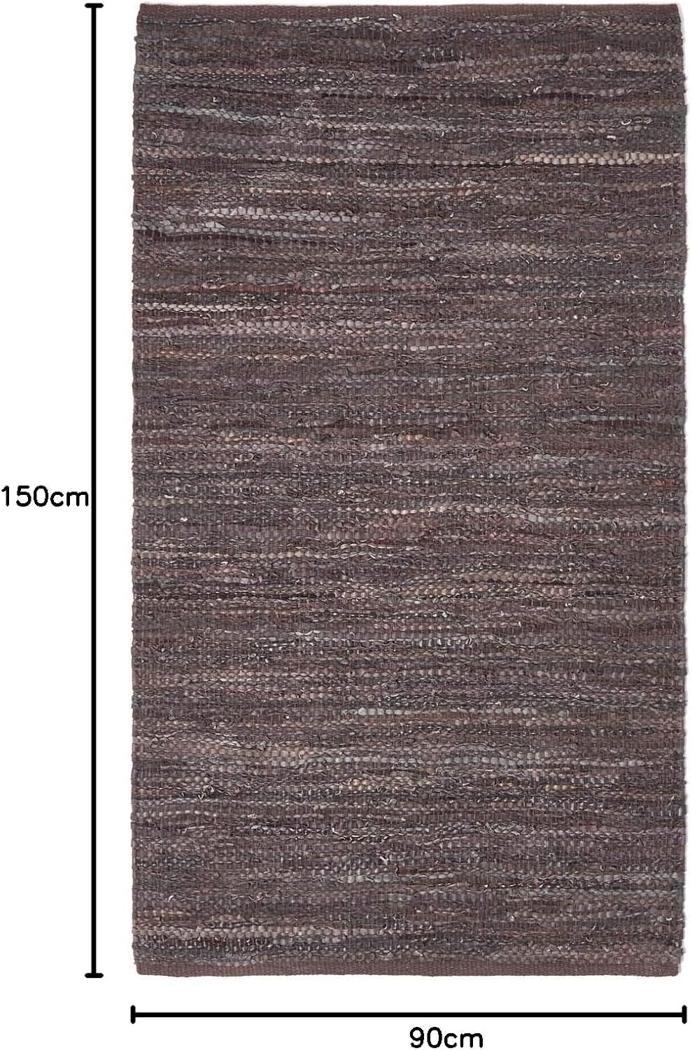 Homescapes Teppich/Bettvorleger Denver aus 100% recyceltem Leder, 90 x 150 cm, braun 90 x 150 cm Bra