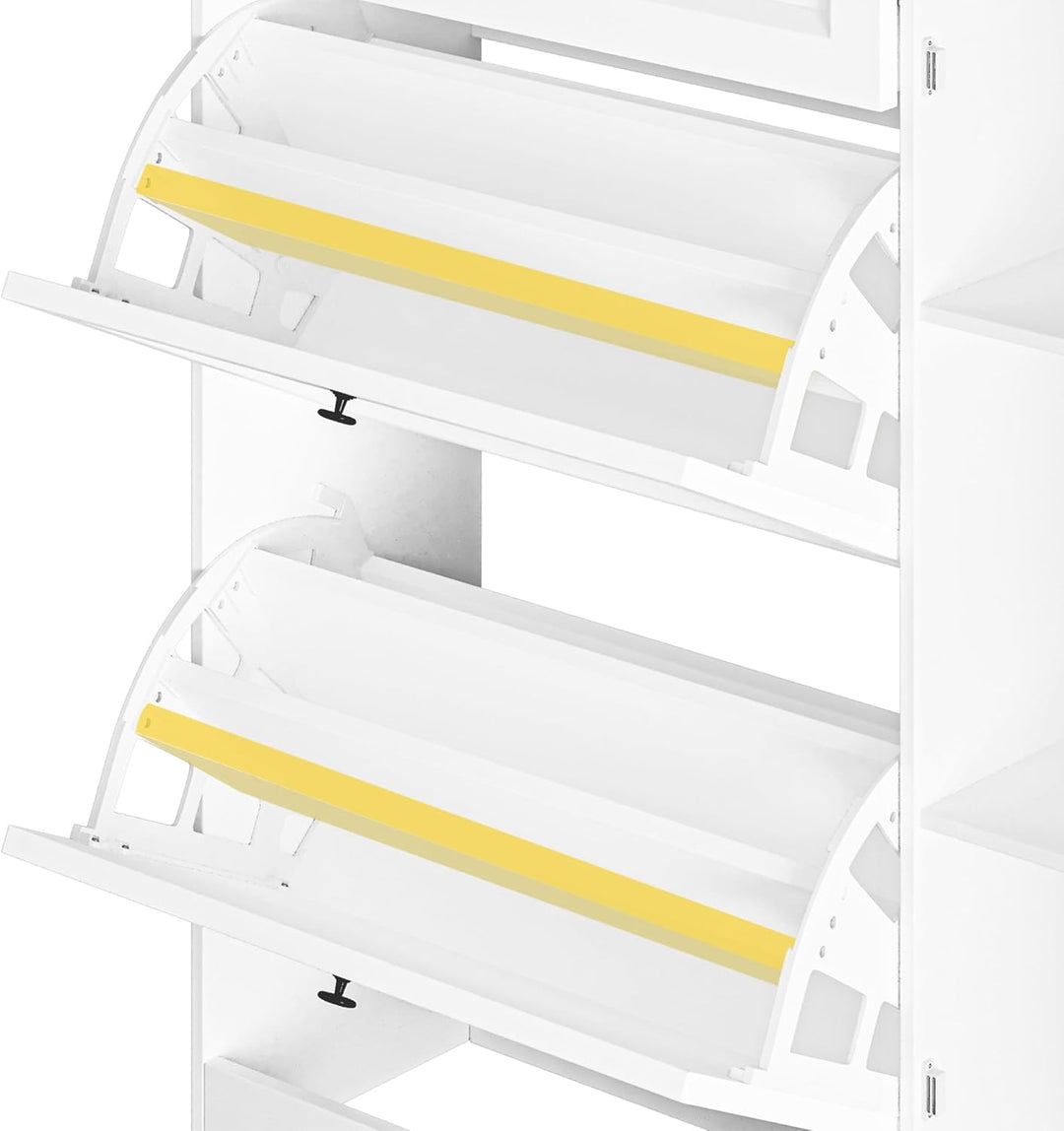 Xbro Schuhschrank mit Schublade, 2 Klappen und Tür, Schuhkipper Schmal, Schuhregal für 20–25 Paar Sc