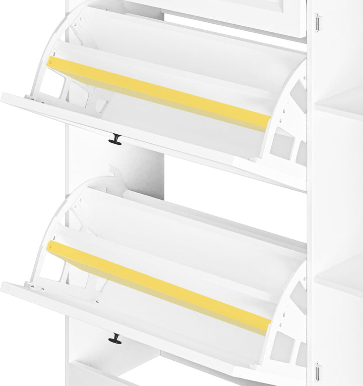 Xbro Schuhschrank mit Schublade, 2 Klappen und Tür, Schuhkipper Schmal, Schuhregal für 20–25 Paar Sc