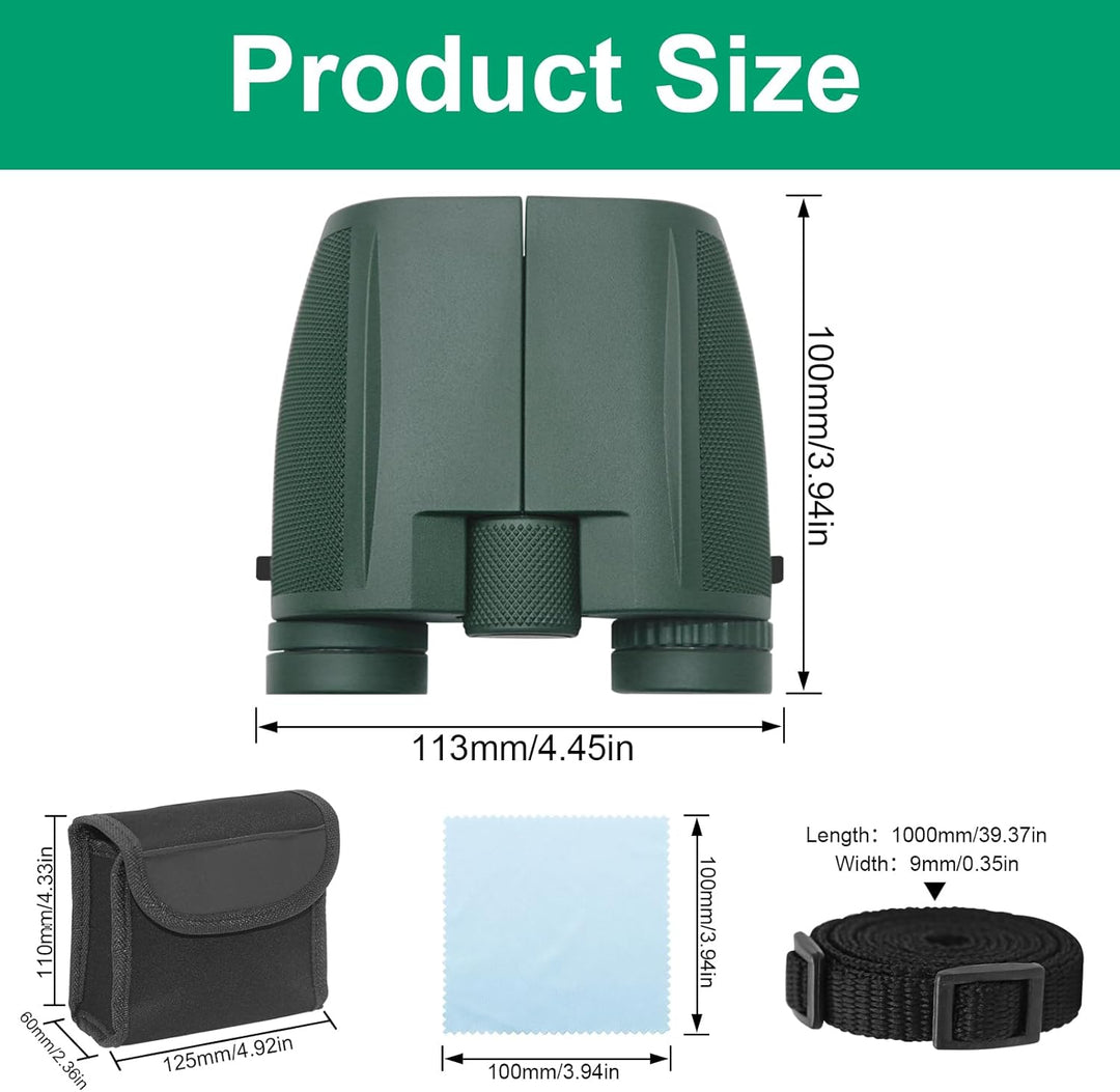 Fernglas Klein, 12 × 25 Fernglas Erwachsene Faltbar Binoculars Feldstecher Ferngläser mit Tragetasch