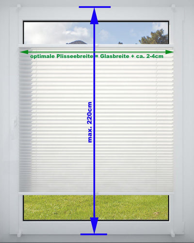 DécoProfi Plissee ohne Bohren Weiss 65cm x 200cm (max. Gesamthöhe Fensterflügel) I Verspannte Plisse