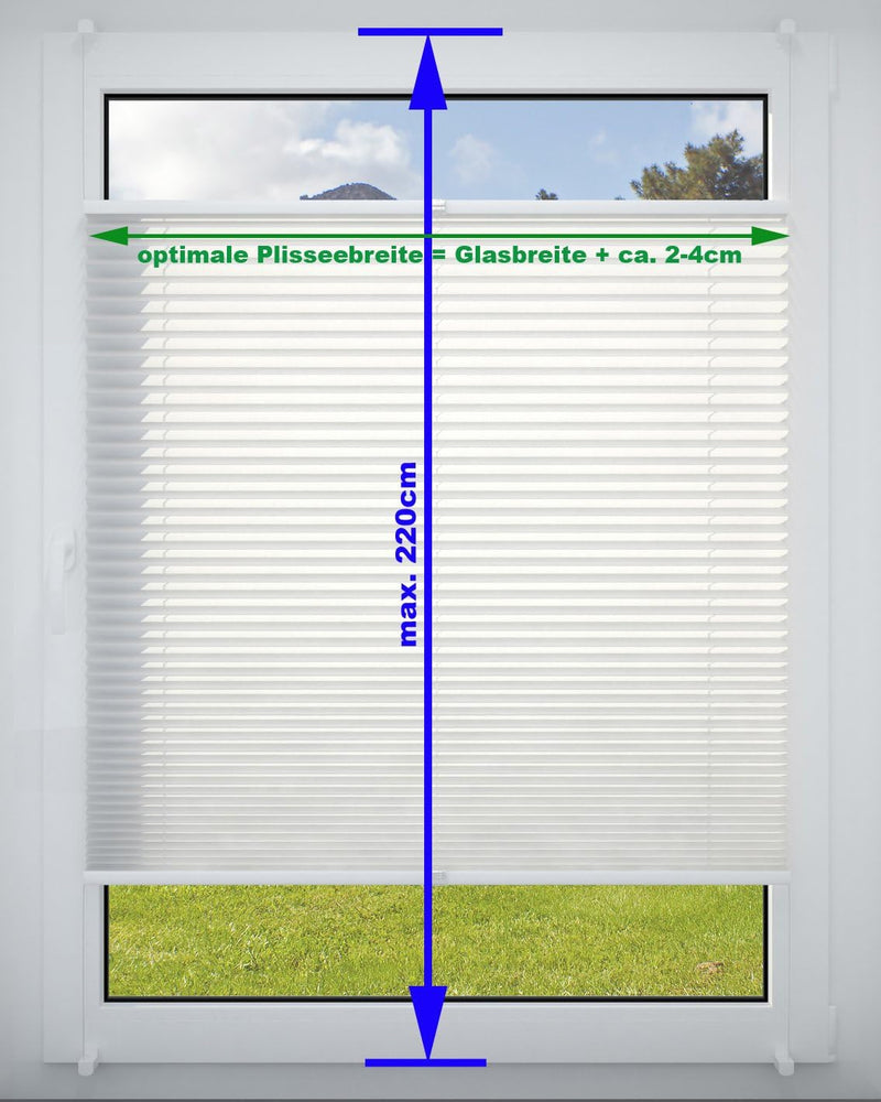 DécoProfi Plissee ohne Bohren Weiss 65cm x 200cm (max. Gesamthöhe Fensterflügel) I Verspannte Plisse