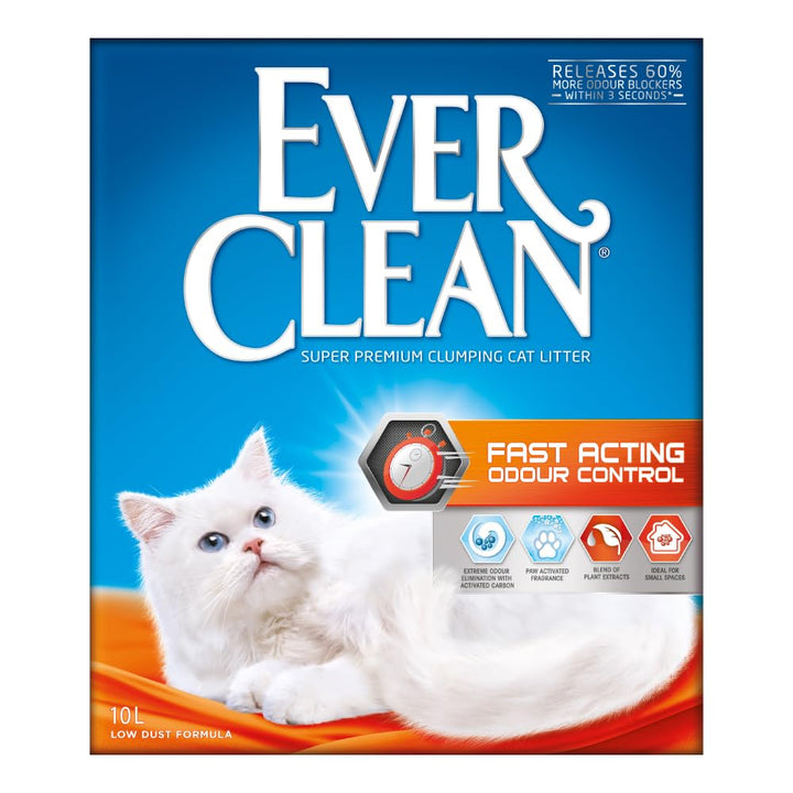 Ever Clean Katzenstreu mit schnellwirkender Geruchsbekämpfung, 10 Liter, mit Duftstoffen Fast Acting