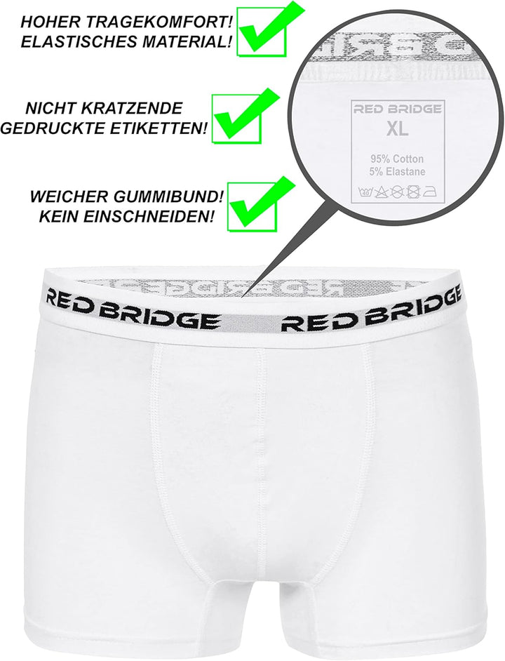 Boxershorts Herren 6er-Pack Einfarbig Unifarben Slim Baumwolle Stretch Unterwäsche Basic, XXL Wei&#x