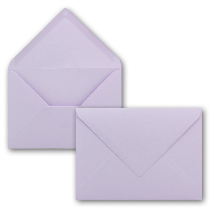 200x kleine Umschläge in Flieder DIN C7 8,1 x 11,4 cm mit Spitzklappe und Nassklebung in 80 g/m² - k