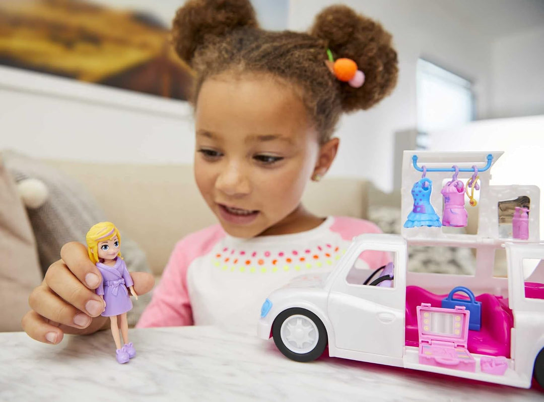 Polly Pocket GDM19 - Modespass Limousine mit Make-up und Modezubehör, Puppen Spielzeug ab 4 Jahren,