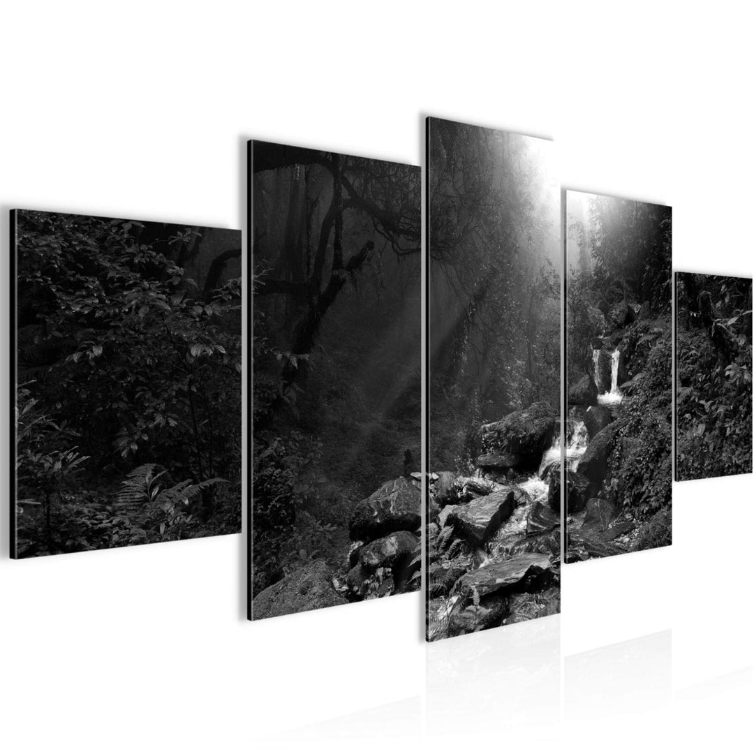 Runa Art Wandbilder Natur Wald 5 Teilig Bild auf Vlies Leinwand Deko Wohnzimmer Schlafzimmer Bäume S