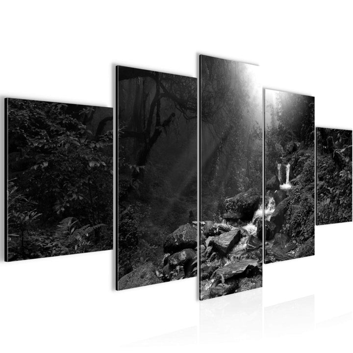 Runa Art Wandbilder Natur Wald 5 Teilig Bild auf Vlies Leinwand Deko Wohnzimmer Schlafzimmer Bäume S