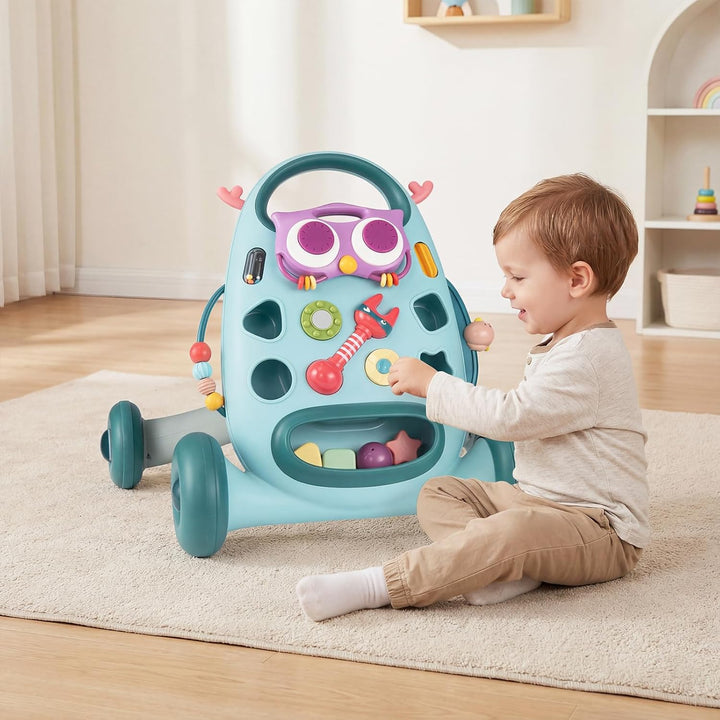 COSTWAY Lauflernwagen Baby, Lauflernhilfe mitovalem Spieler & Formen-Sortierer, Laufhilfe mit Rassel