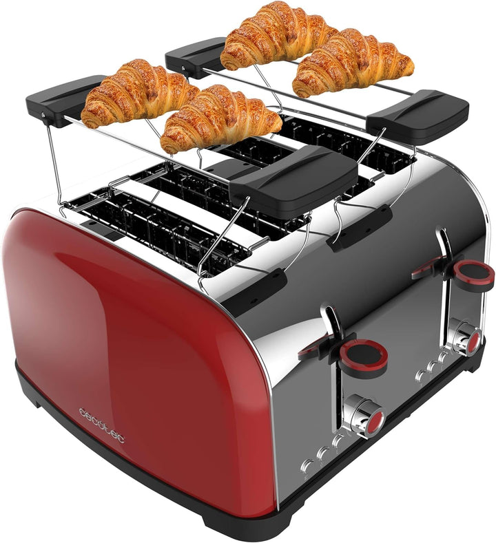 Cecotec Vertikaler Toaster Toastin' time 1700 Double Red, 1700W, Doppelter kurzer und breiter Schlit