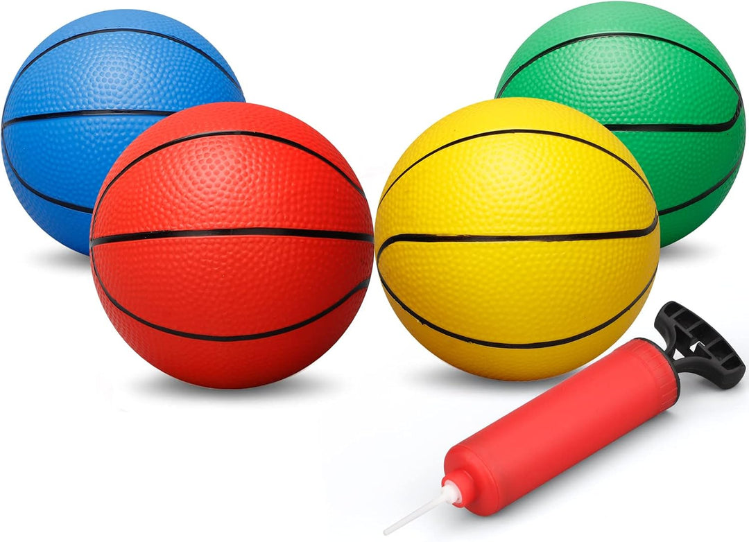 Dilabnda 16CM bunter Kinder Mini Spielzeug Basketball, Gummi Basketbälle für Teenager mit Pumpe, tol