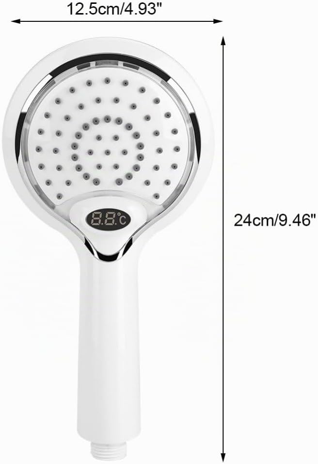 3 Farbe LED Handheld Dusche Spray Kopf mit Digitale Temperaturanzeige, Wasser Flow Powered ABS Chrom