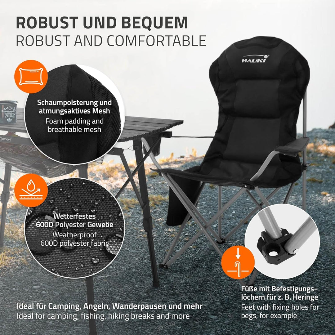 Hauki Campingmöbel Set 3tlg. Campingtisch faltbar Braun mit 2 Campingstühlen Schwarz, Camping-Set fü