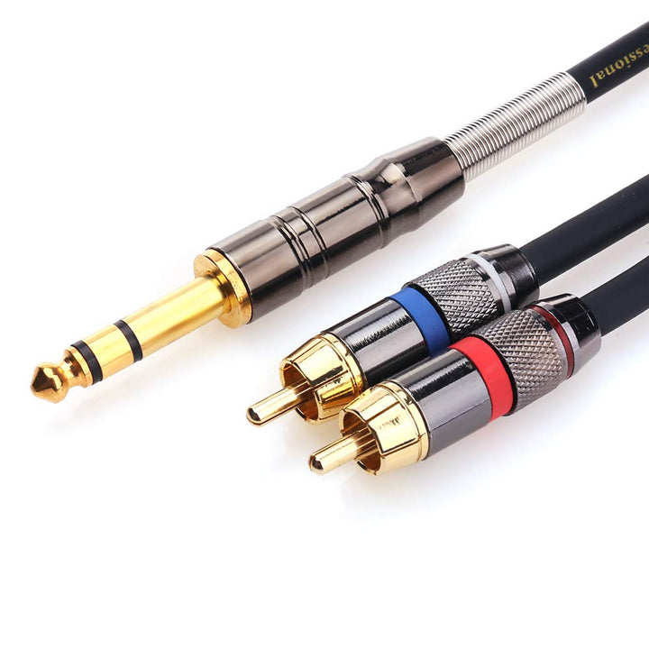 Tisino 6,3mm Klinke auf Cinch Kabel, 6,3 mm Stereo Klinke auf 2 x Cinch Y Splitte Adapterkabel Audio