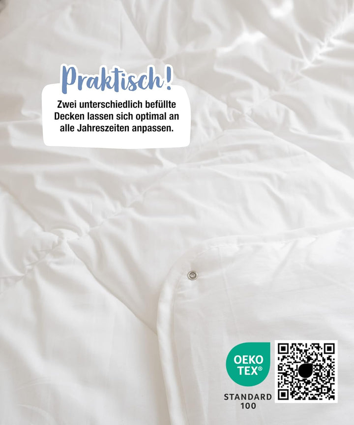 Ehrenkind® Kinder-Steppbetten-Set 4 Jahreszeiten Kochfest | Kinder-Decke + Kissen | Standard 100 by