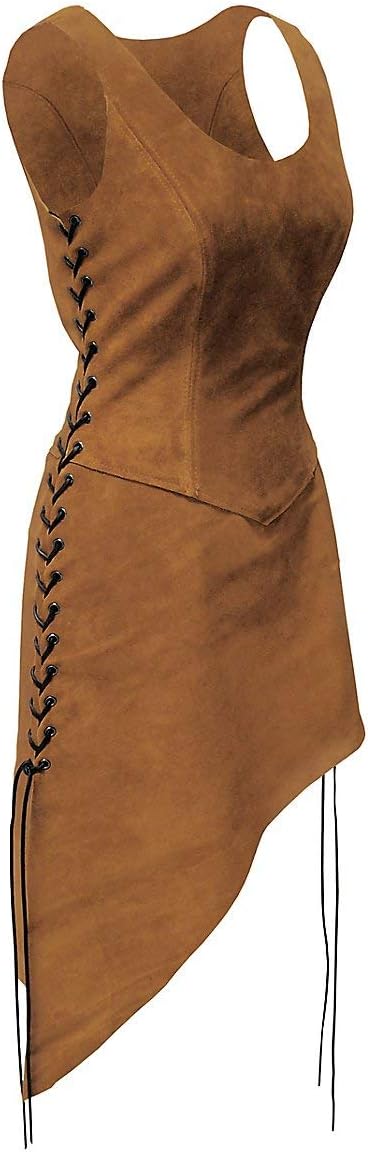 Andracor – Schlichtes Mieder mit Rock – Kurzes Überkleid aus Veloursleder mit Schnürung – für LARP,