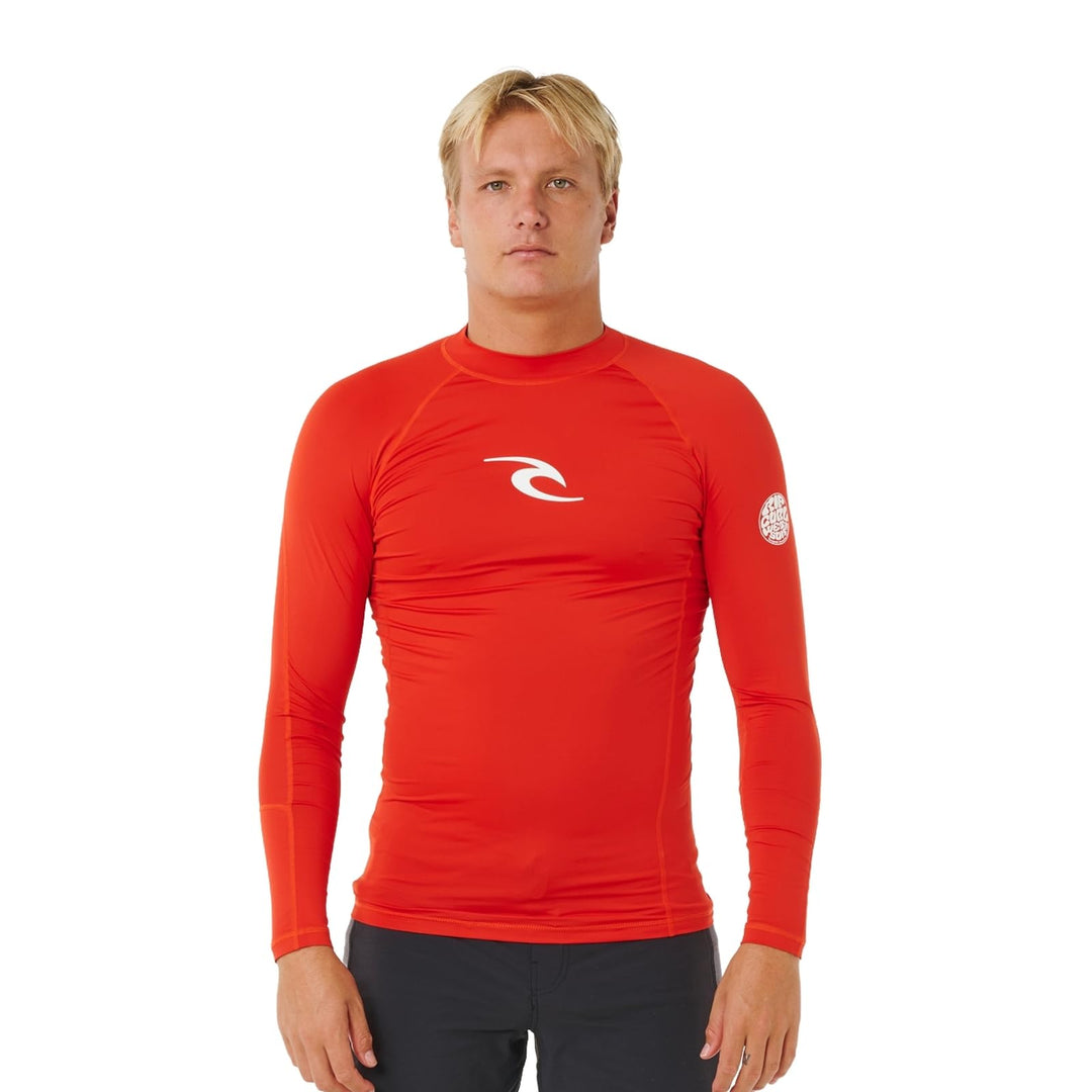Rip Curl Herren Waves UPF 50 Performance Long Sleeve Rashguard Rash-Guard-Shirt XL Rot, XL Rot