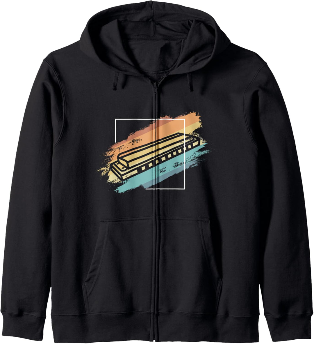 Harmonica Retro Sunset 80s Style Vintage French Harp Graphic Kapuzenjacke