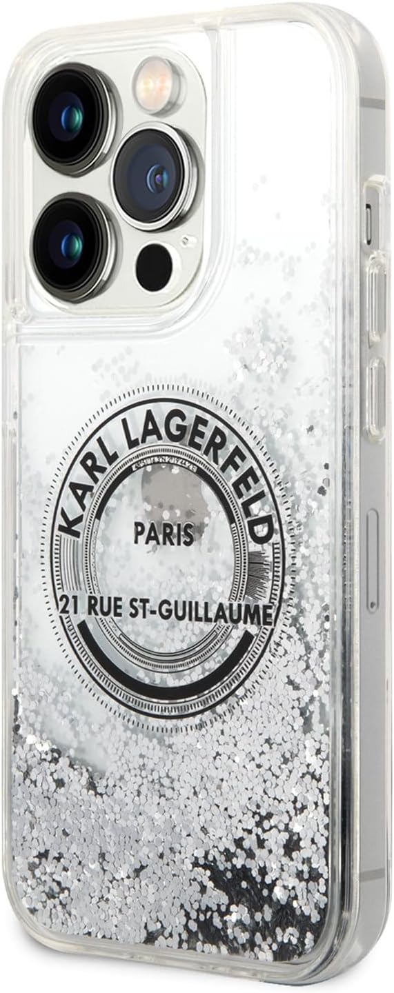KARL LAGERFELD KLHCP14LLCRSGRS Hülle für iPhone 14 Pro 6,1" Silber hardcase Liqu