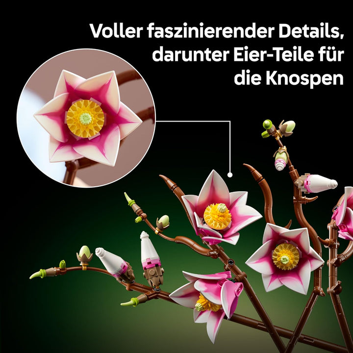 LEGO Botanicals Magnolienzweige - Kunstblumen Set für Erwachsene - 5 künstliche Magnolien für Deko i