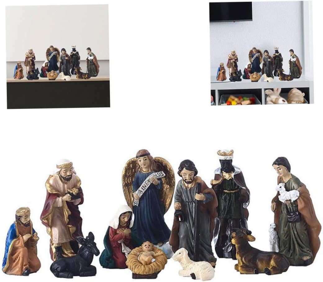 Krippe Miniaturfiguren Weihnachtsfestigungen Mini Inspirierende Harzschmuck Weihnachtsgebättlichkeit