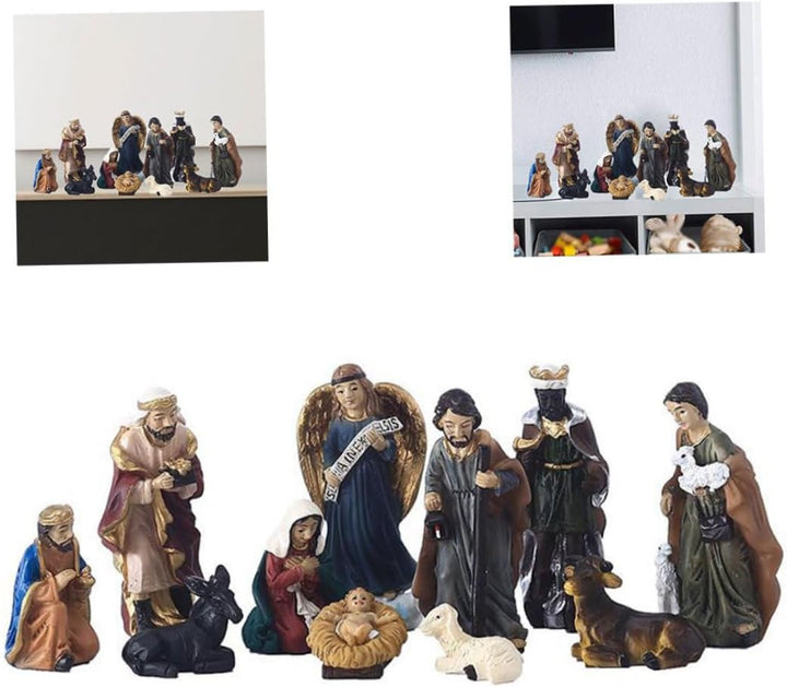 Krippe Miniaturfiguren Weihnachtsfestigungen Mini Inspirierende Harzschmuck Weihnachtsgebättlichkeit