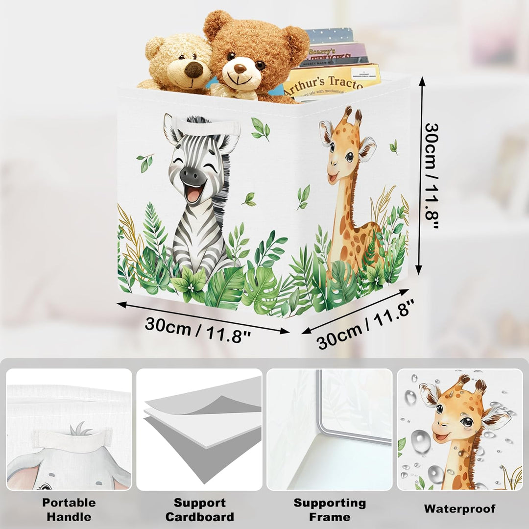 30cm Aufbewahrungsbox 3 Stück Waldtiere Aufbewahrungskorb Kinder Faltbar Löwe Giraffe Elefant Aufbew
