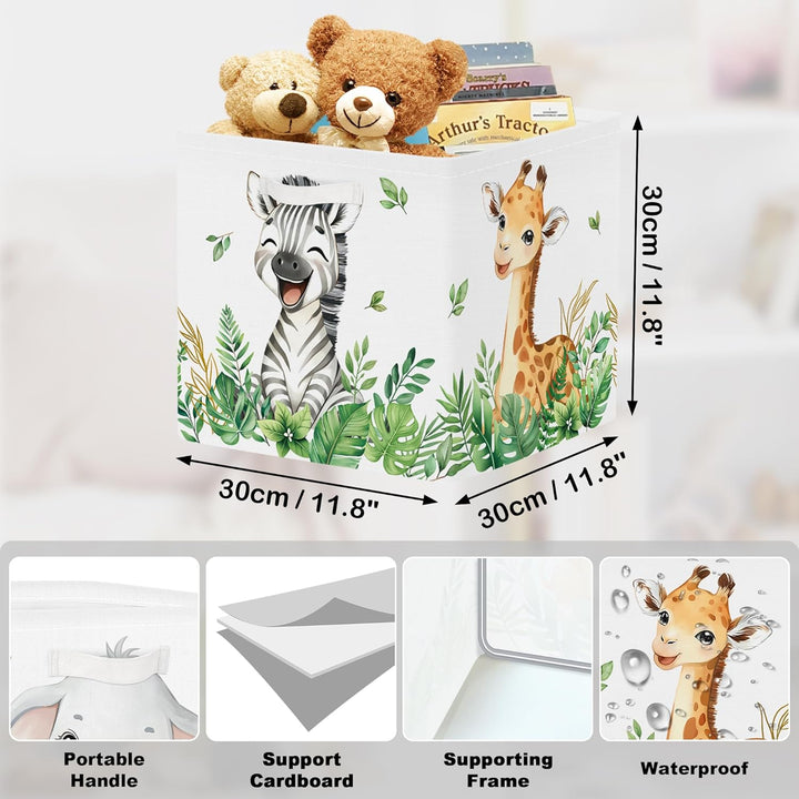 30cm Aufbewahrungsbox 3 Stück Waldtiere Aufbewahrungskorb Kinder Faltbar Löwe Giraffe Elefant Aufbew