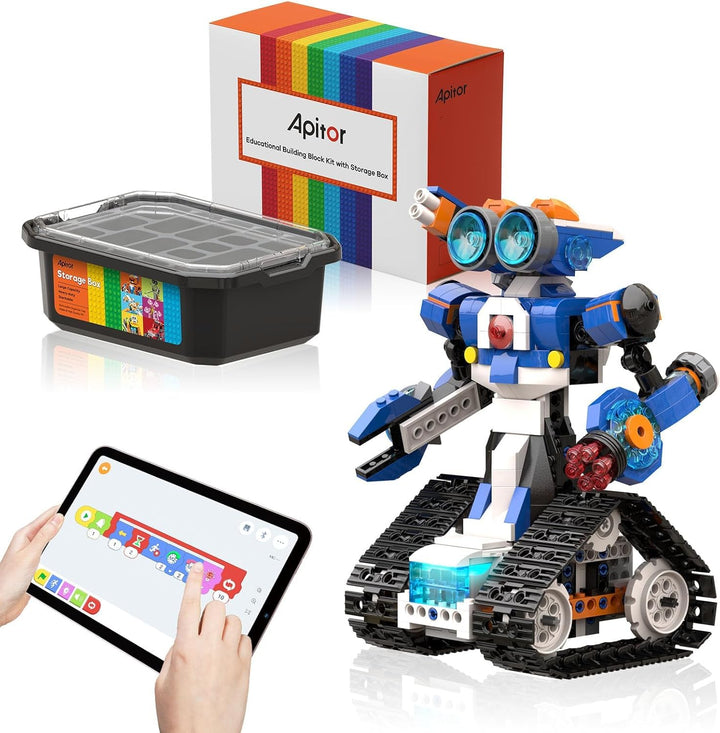 Robot J Programmierbarer Roboter mit Aufbewahrungsbox, 6-in-1 Kreativer Roboter/Panzer Bausatz für K