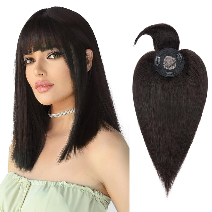Silk-co Topper Extensions Haarteile Echthaar Clip in Extensions Echthaar Weich Natürlich Glatt Toupe