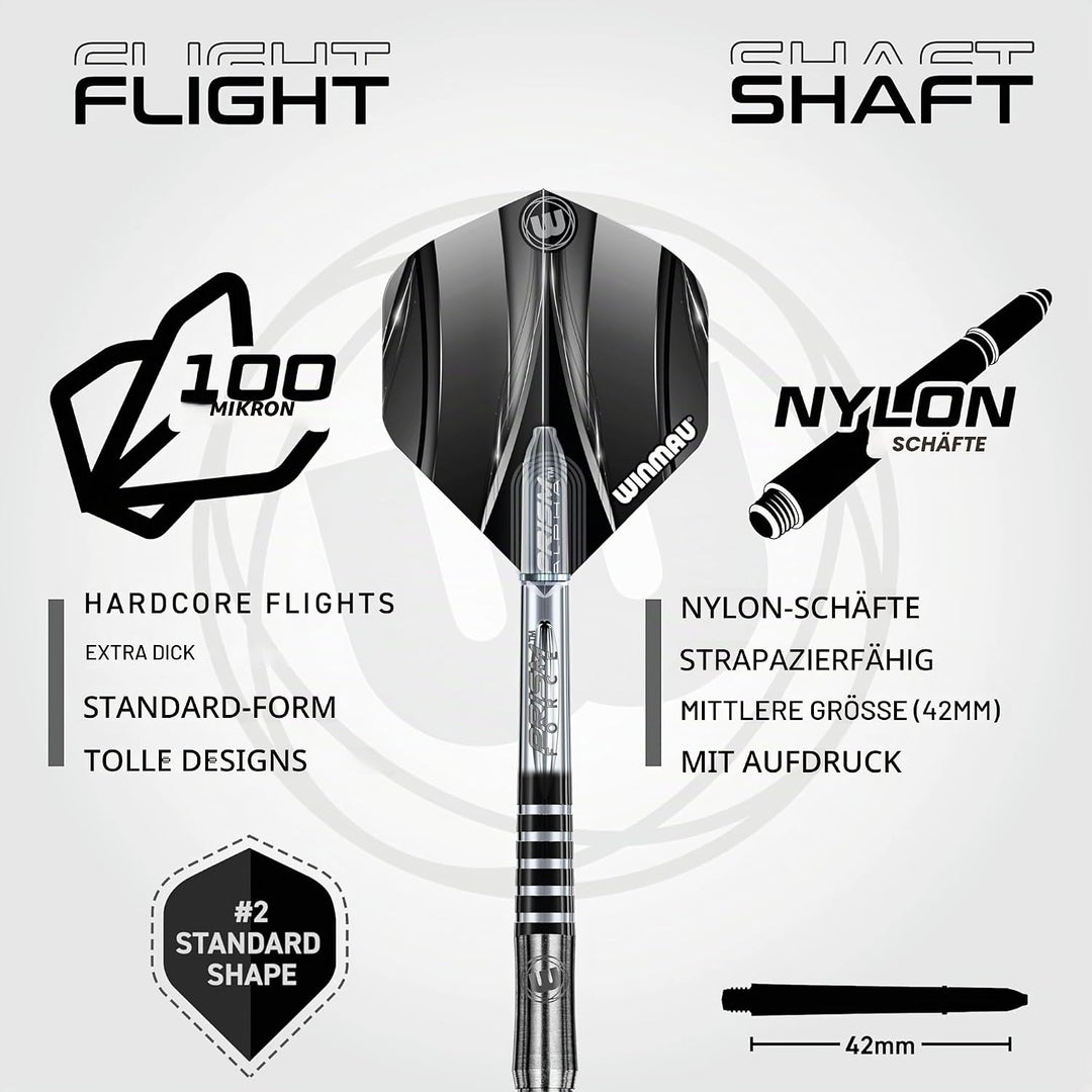 WINMAU Sniper 23 Gramm Professionelles Wolfram-Dart-Set mit Flights und Schäften (Shafts)