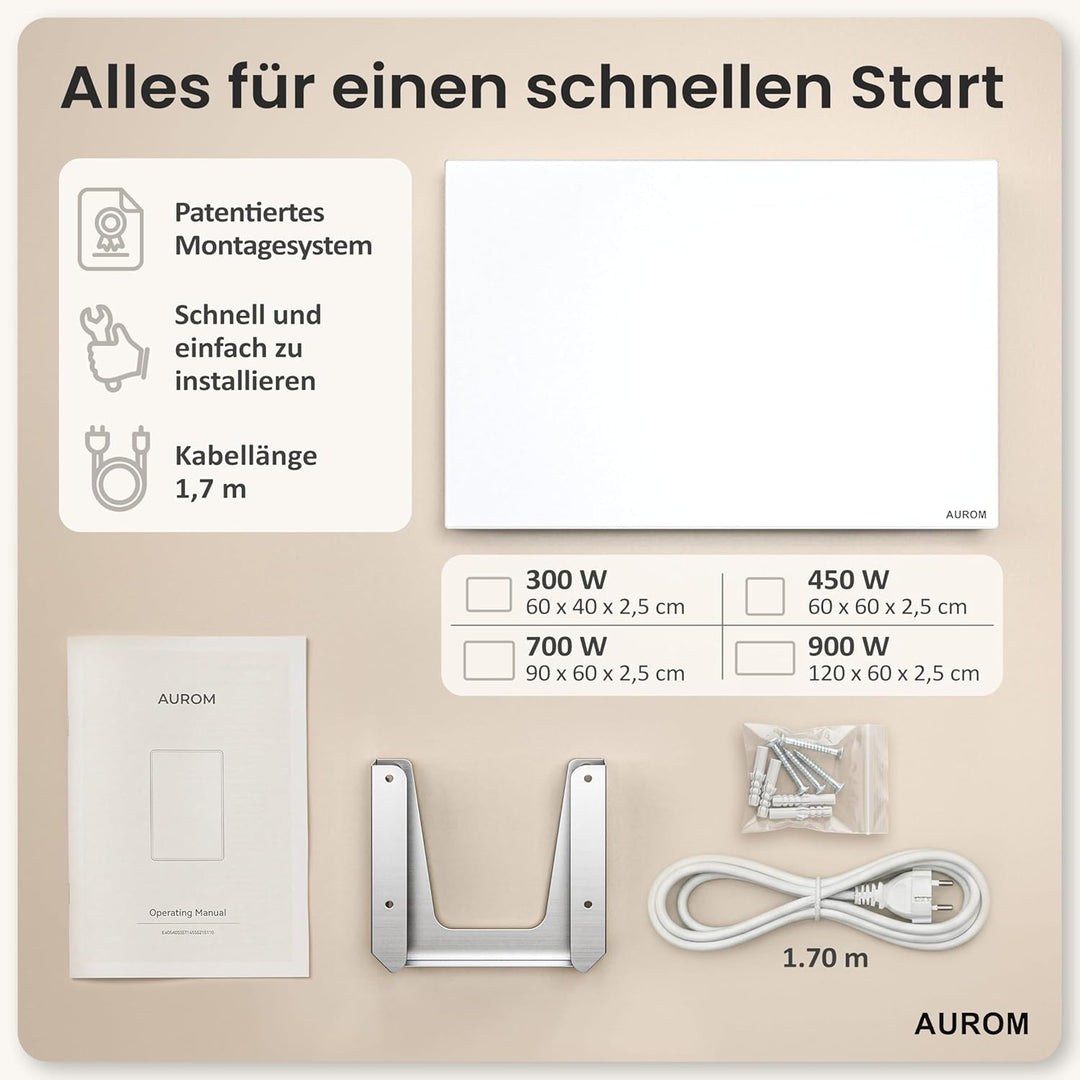 AUROM Infrarotheizung – Infrarotheizung Wandmontage &amp; Deckenmontage – Infrarot Wandheizung aus Metal