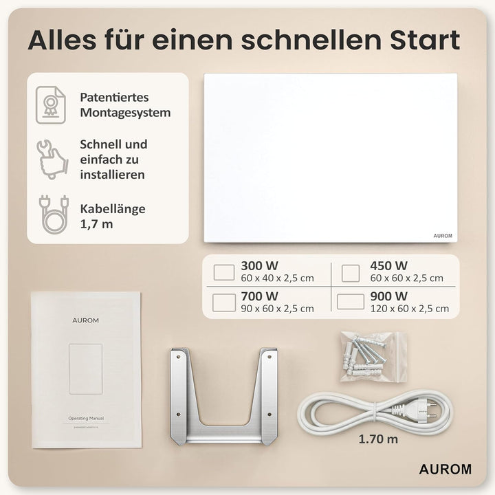 AUROM Infrarotheizung – Infrarotheizung Wandmontage &amp; Deckenmontage – Infrarot Wandheizung aus Metal