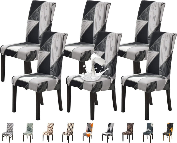 Jaotto Stuhlhussen 6er Set Wasserdicht Stuhlhussen für Esszimmerstühle Stretch Stuhlhussen Schwingst