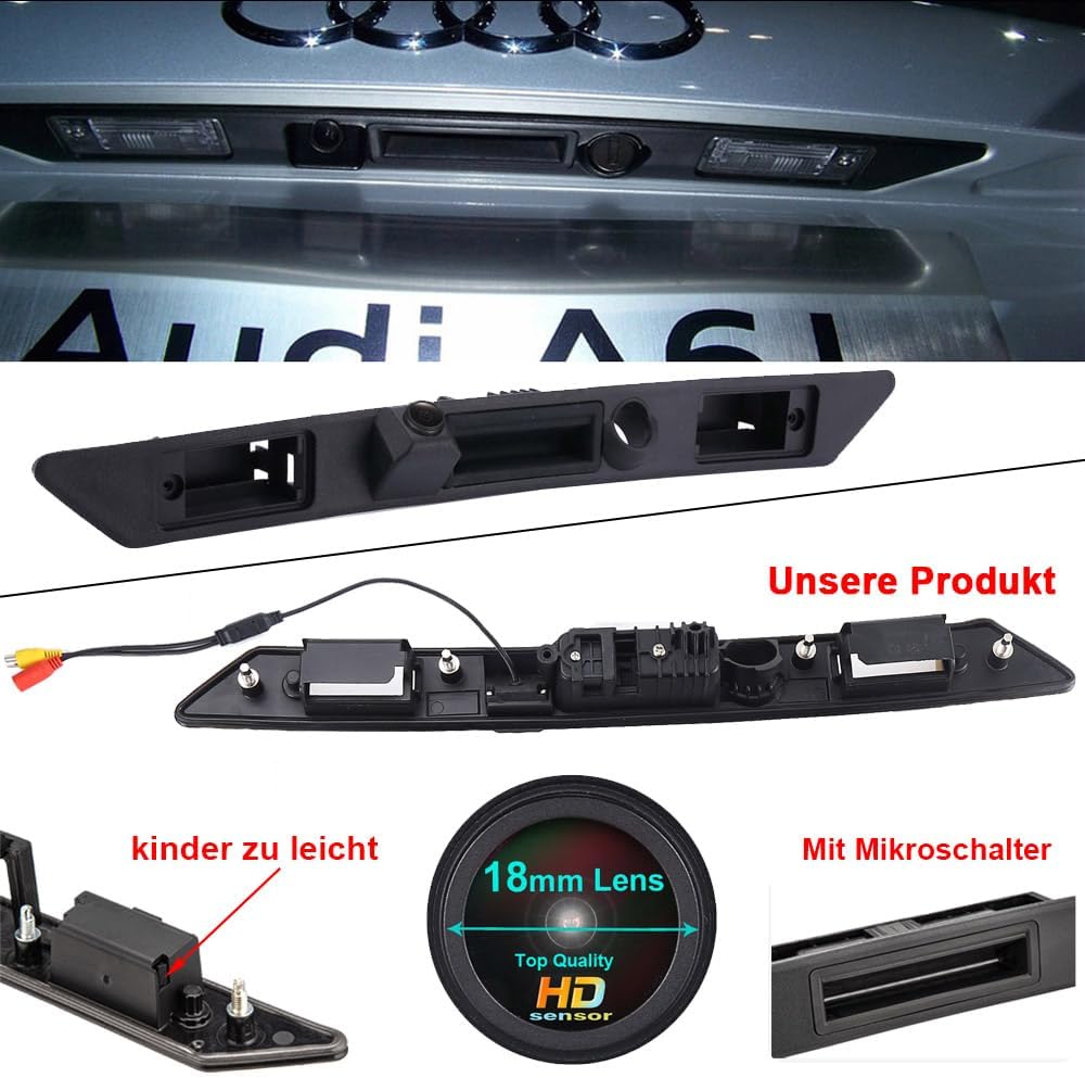 1280 * 720 Pixels Trunk Lid Grip Auto Rückfahrkamera Griffleiste Mit Taster Kofferraum Heckklappengr
