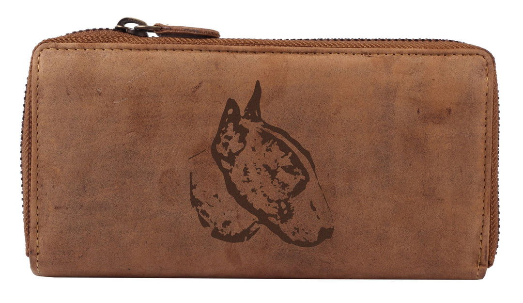 Greenburry Damen-Börse mit Hunde-Motiv Bull Terrier I Geschenkidee für Hundefreunde I Leder, Bull Te