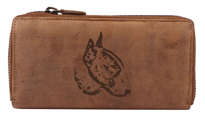 Greenburry Damen-Börse mit Hunde-Motiv Bull Terrier I Geschenkidee für Hundefreunde I Leder, Bull Te