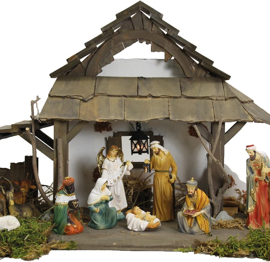 2X FADEDA Brunnen, mit Pumpe/Höhe: 19cm/handbemalt/detailgetreue Krippen Figuren - Weihnachten Tisch