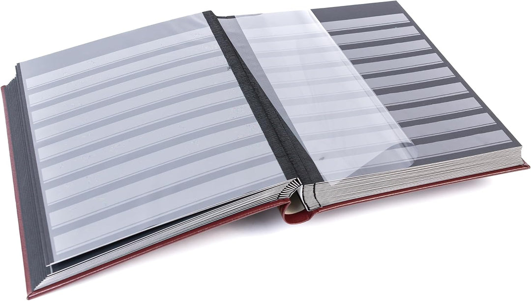 Leuchtturm 316139 Ordner DIN A4, 64 Seiten schwarz, Ledereinband* gepolstert + Aufbewahrungsbox, rot