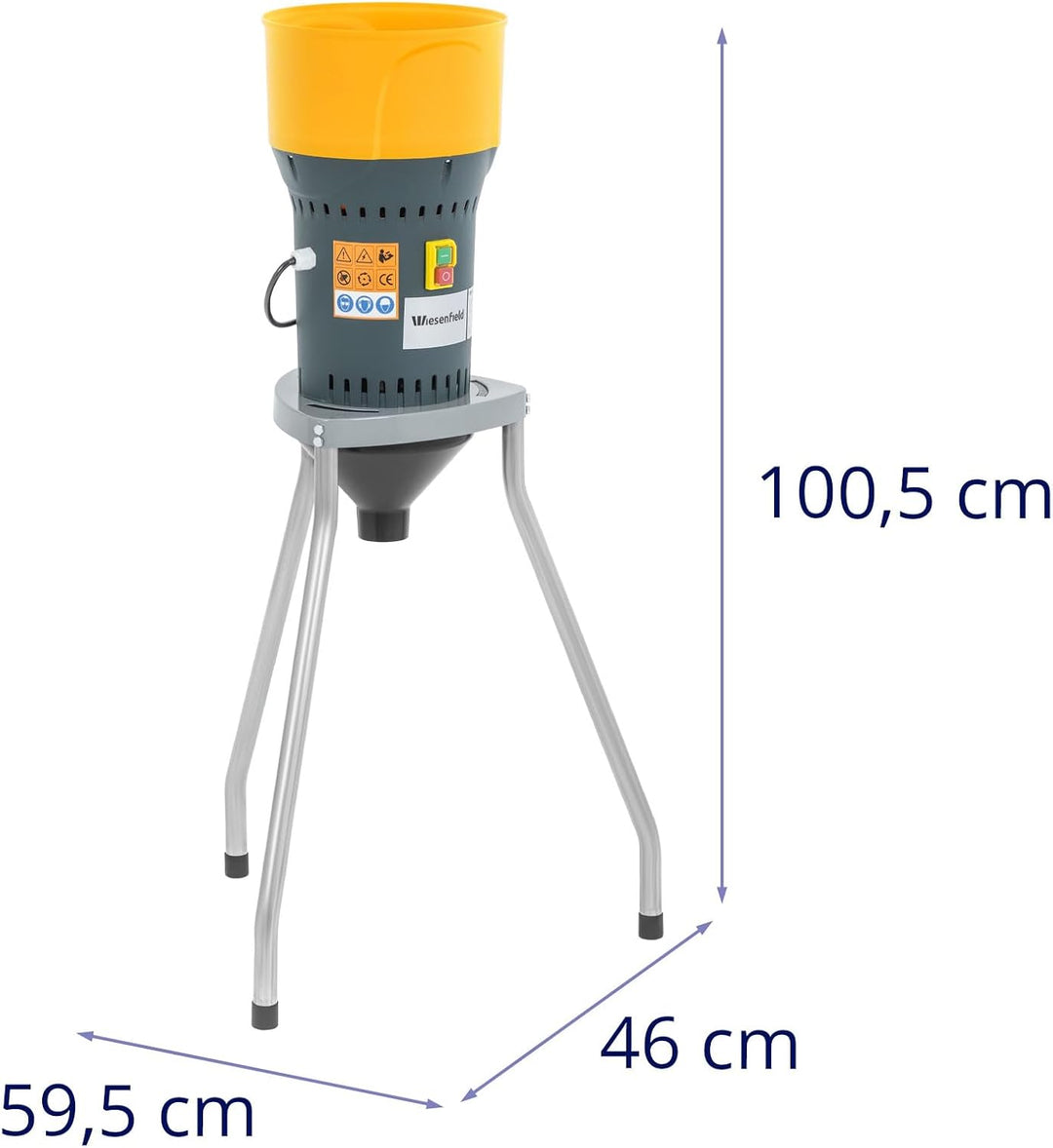 Wiesenfield Elektrische Getreidemühle inkl. Unterbau + 5 Sieben 300 kg/h 1300 W mit Untergestell Sch