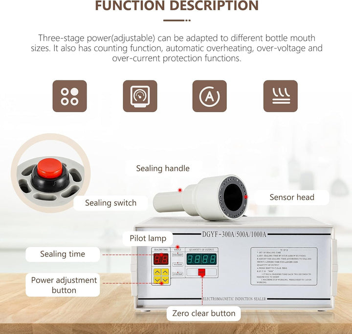 NEWTRY 10-50 mm DCGY-300 Induktion Flaschenverschluss Versiegeler Handheld Aluminiumfolien-Dichtungs